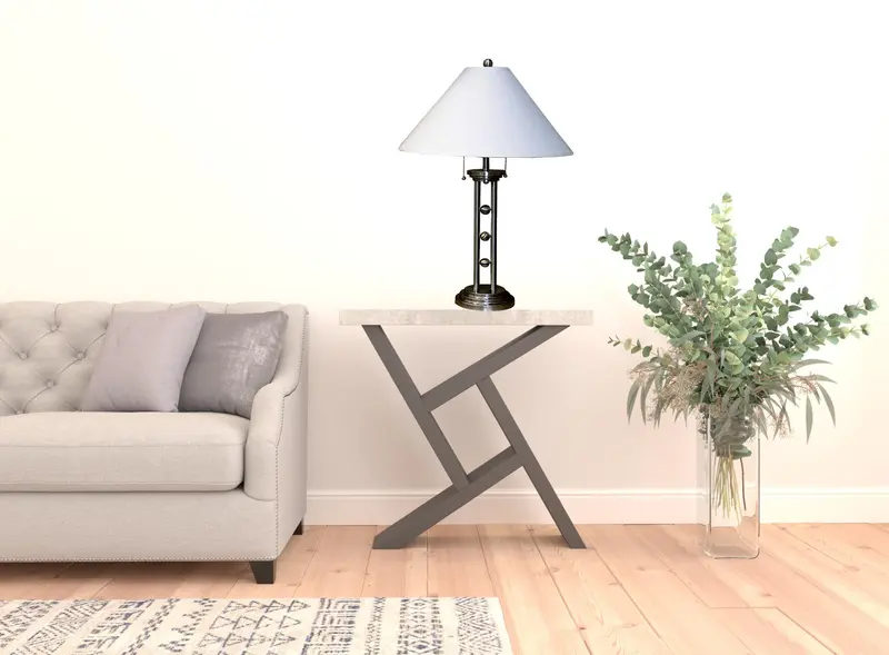27" Silver Metal Two Light Table Lamp With White Classic Empire Shade By Homeroots