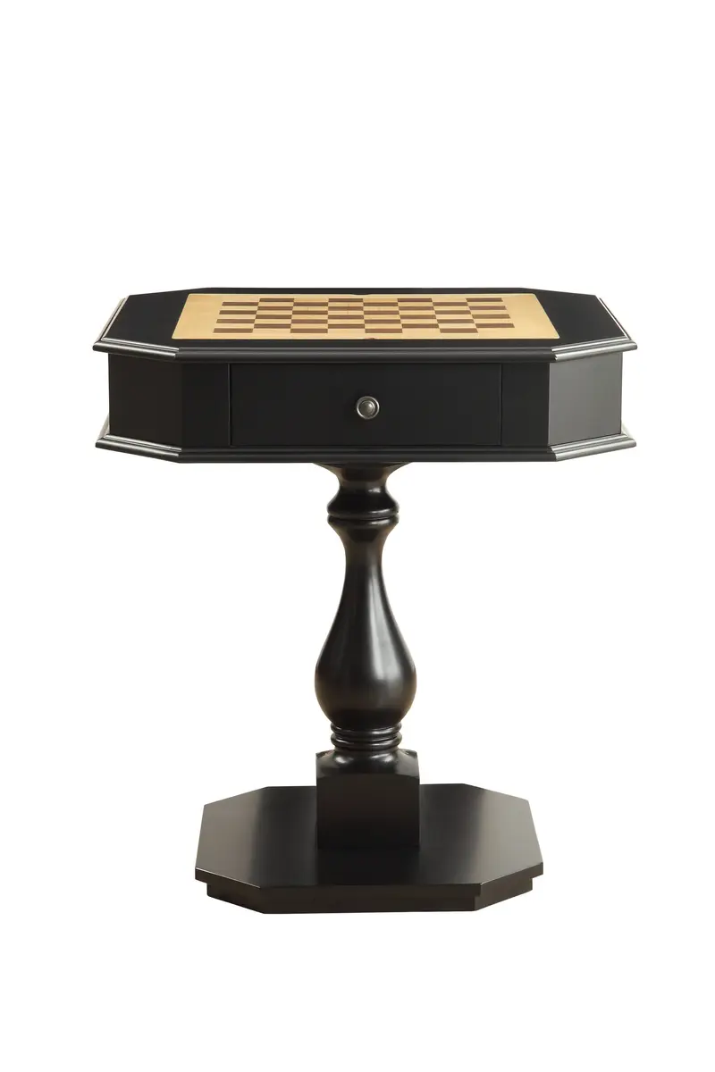 28" Black Solid and Manufactured Wood Octagon Pedestal Console Table By Homeroots