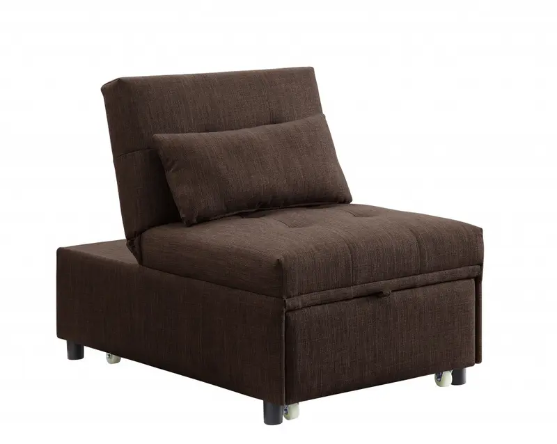 28" Brown Linen And Black Sleeper Sofa By Homeroots