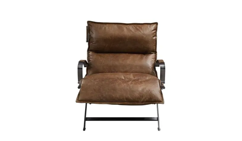 28" Brown Top Grain Leather And Steel Lounge Chair By Homeroots