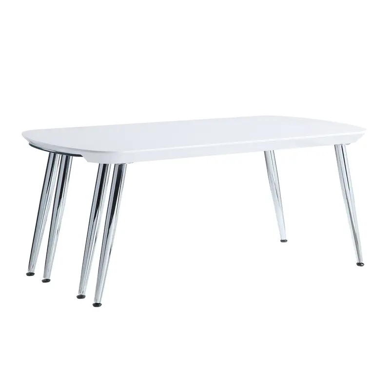 28" Chrome And White Glass Manufactured Wood And Metal Free Form Coffee Table By Homeroots