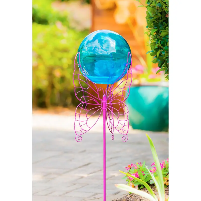 28" Gazing Ball Set,  Purple Butterfly,84g2120