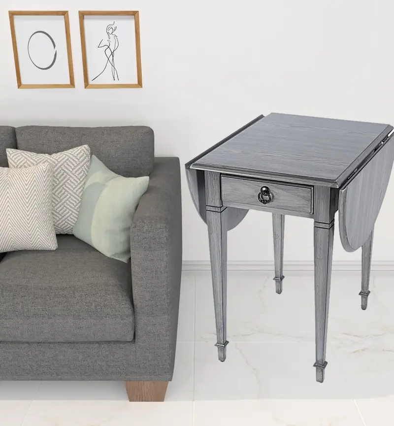 28" Grey Manufactured Wood Oval End Table With Drawer By Homeroots