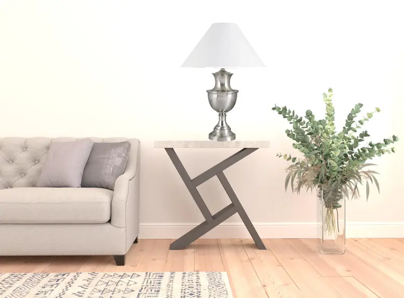 28" Nickel Metal Urn Table Lamp With White Classic Empire Shade By Homeroots - 468441
