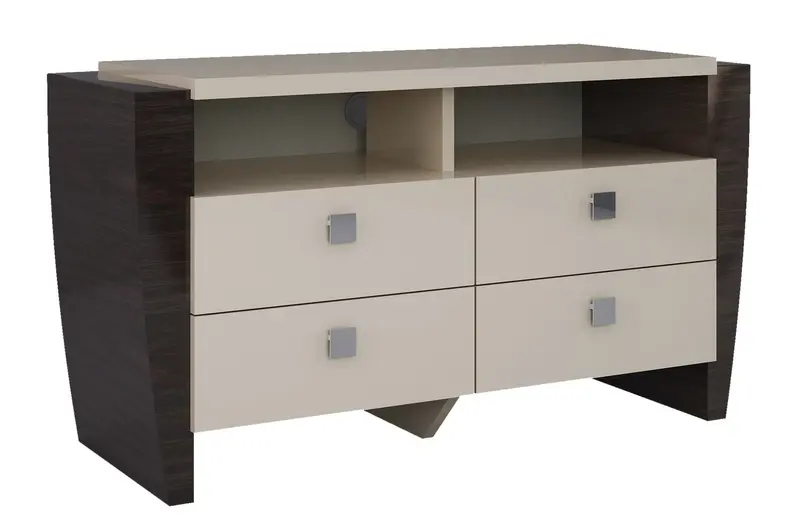 28" Refined Beige High Gloss TV Entertainment Unit By Homeroots