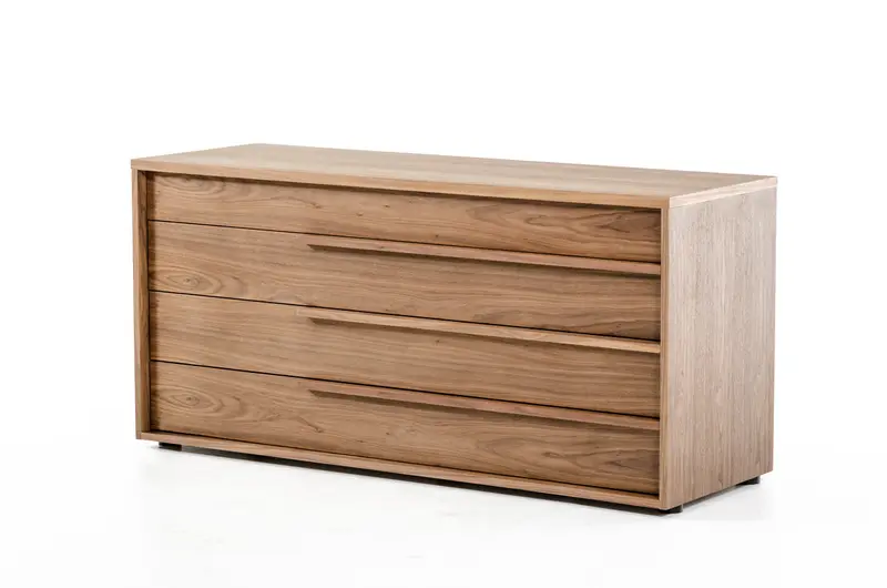 28 Walnut Veneer and MDF Dresser with 3 Drawers By Homeroots