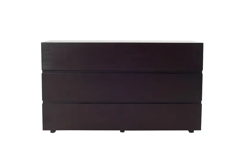 28 Wenge Veneer and MDF Dresser with 3 Drawers By Homeroots