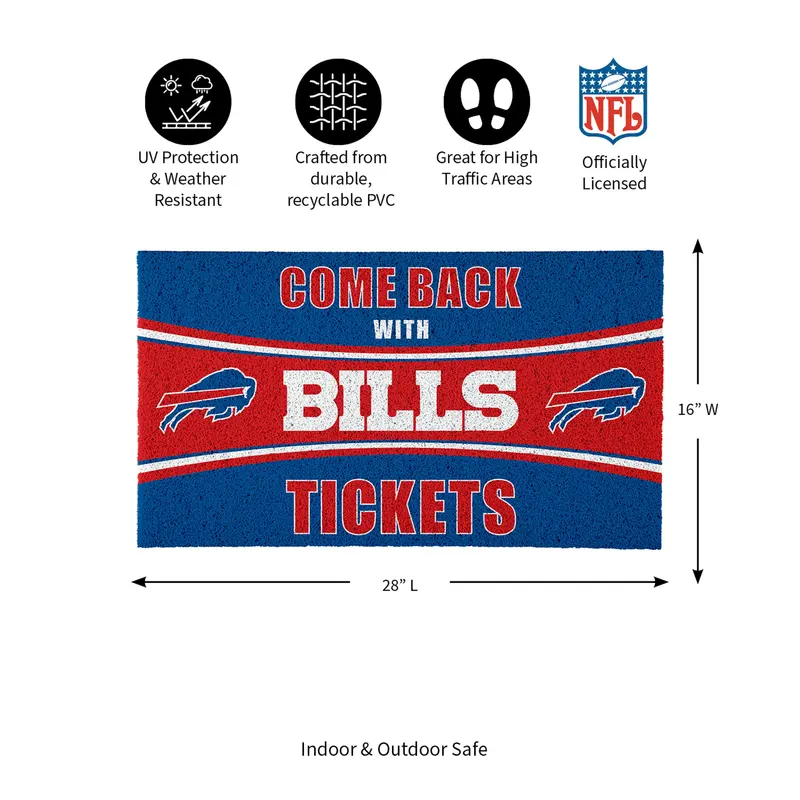 28" x 16" PVC Trapper Mat, Come Back with Tickets, Buffalo Bills
