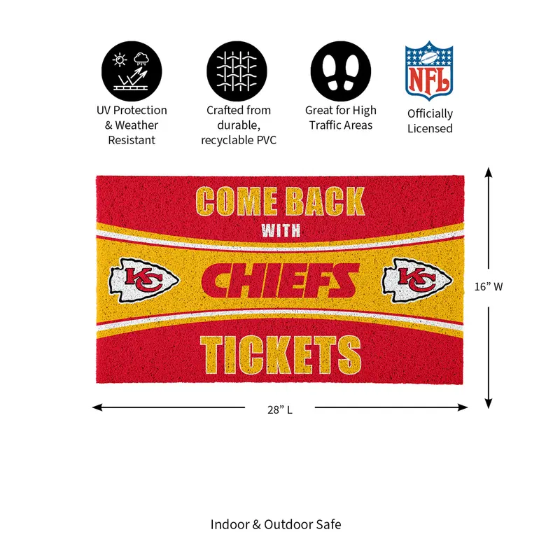 28" x 16" PVC Trapper Mat, Come Back with Tickets, Kansas City Chiefs