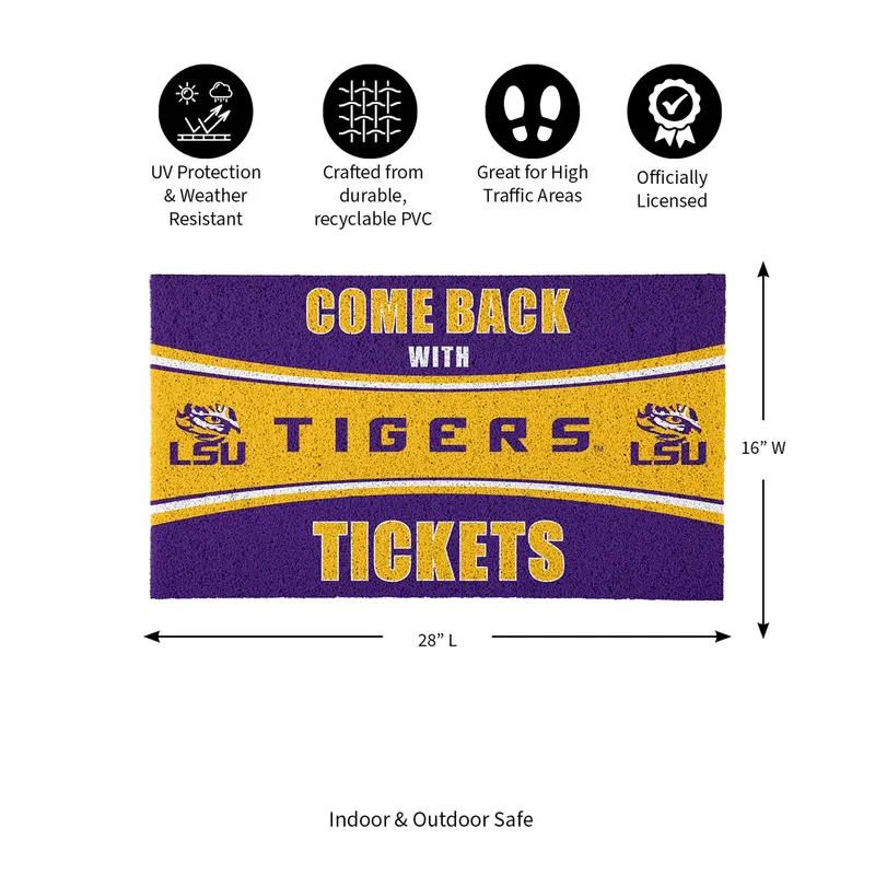 28" x 16" PVC Trapper Mat, Come Back with Tickets, Louisiana State University