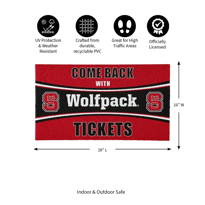 28" x 16" PVC Trapper Mat, Come Back with Tickets, North Carolina State University