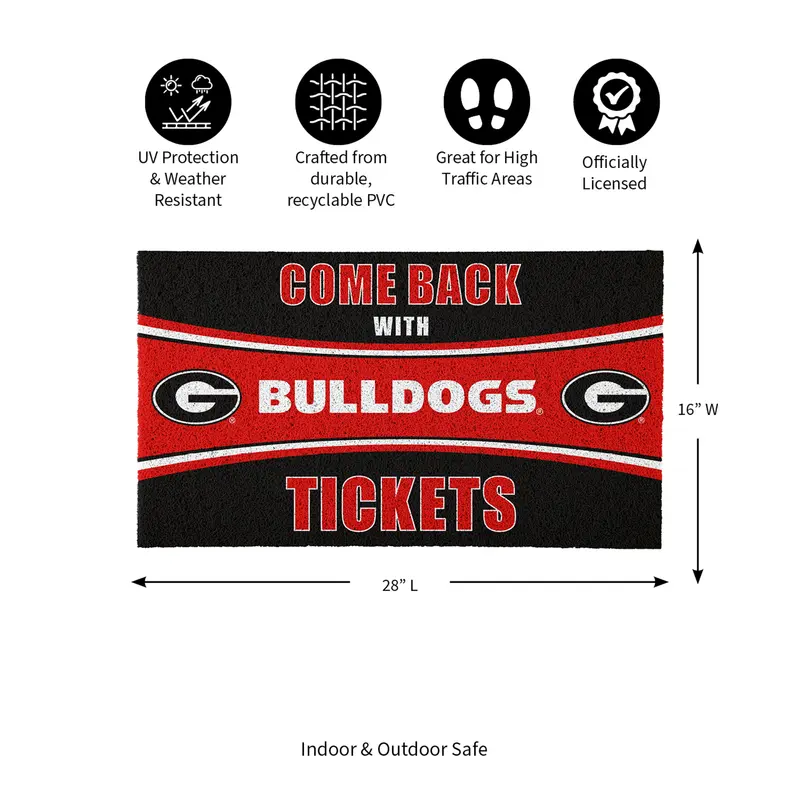 28" x 16" PVC Trapper Mat, Come Back with Tickets, University of Georgia