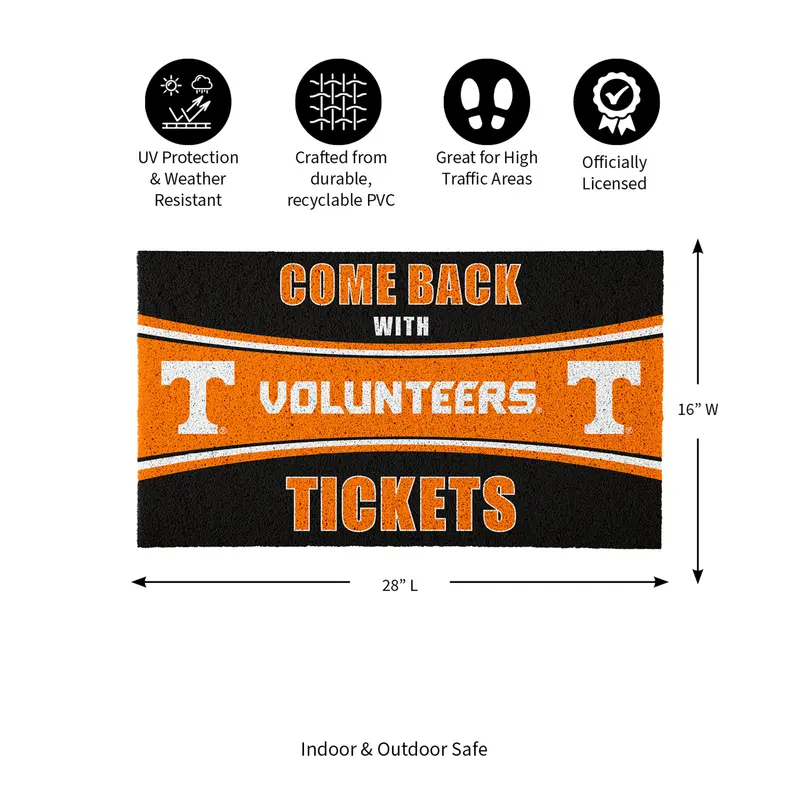 28" x 16" PVC Trapper Mat, Come Back with Tickets, University of Tennessee