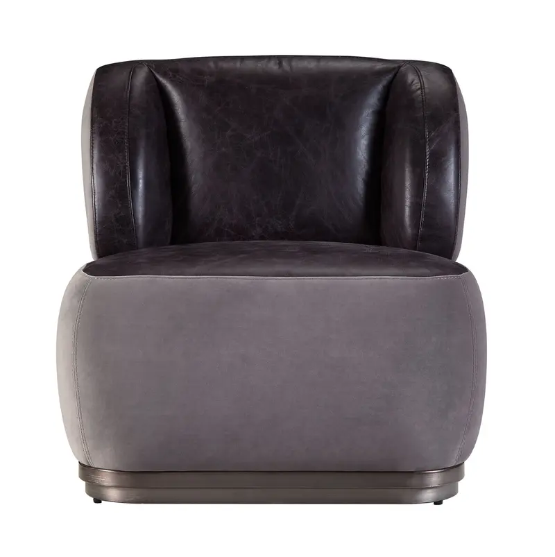 29" Antique Slate Gray Velvet And Brown Solid Color Slipper Chair By Homeroots