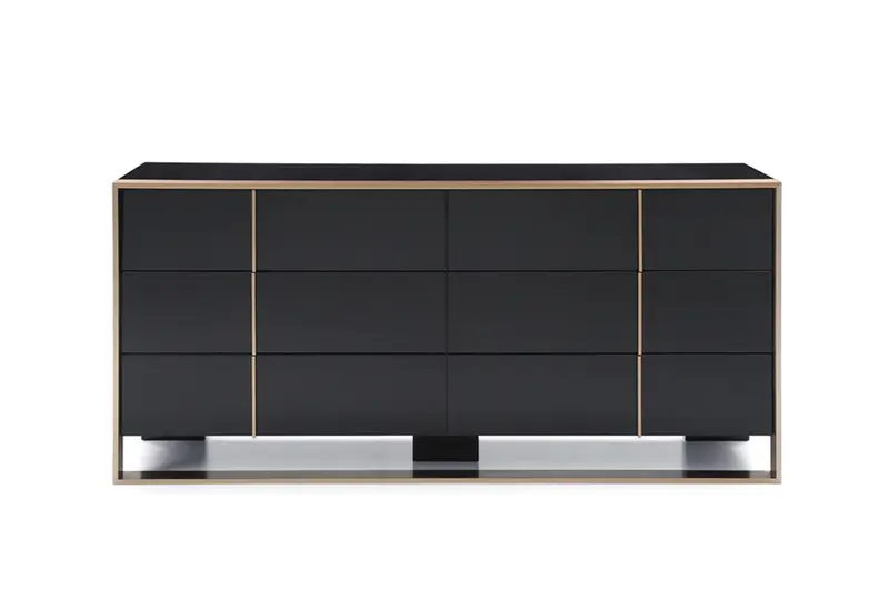 29' Black And Brushed Bronze Dresser By Homeroots