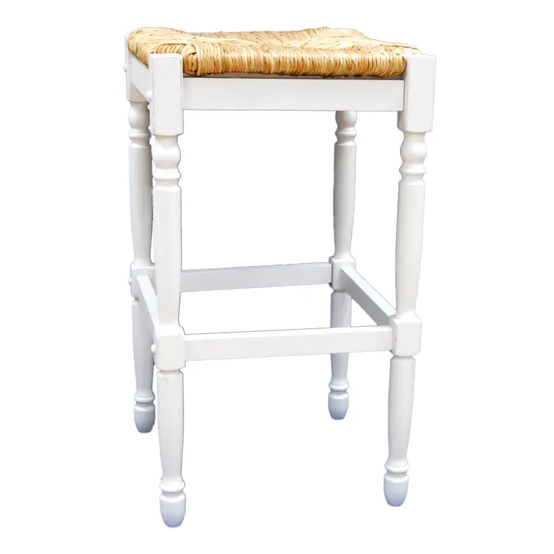29" Natural And Antiqued White Backless Bar Height Chair With Footrest By Homeroots