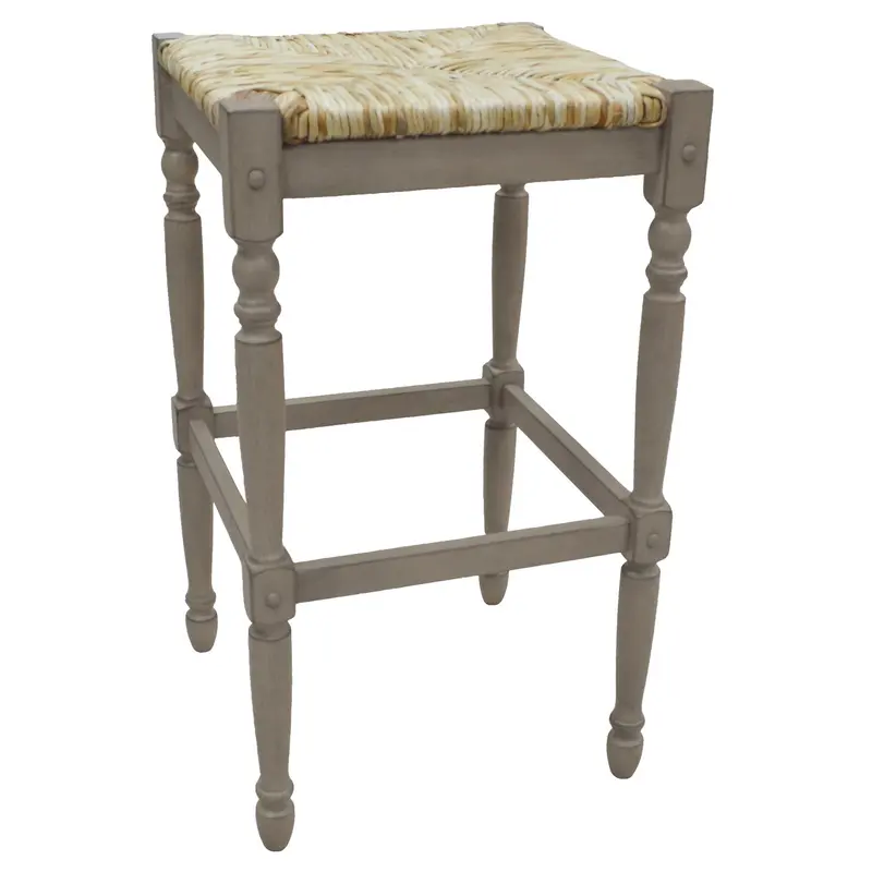 29" Natural And Gray Backless Bar Height Chair With Footrest By Homeroots