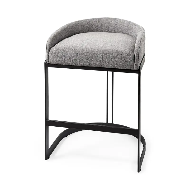 29" Soft Gray And Black Low Back Counter Stool By Homeroots
