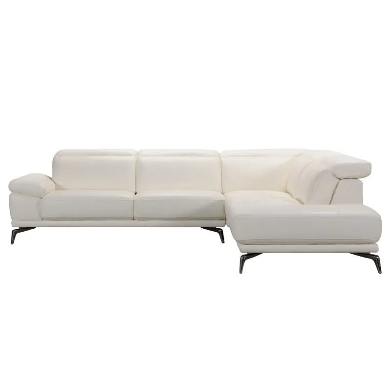 29' White Leather and Wood Sectional Sofa By Homeroots