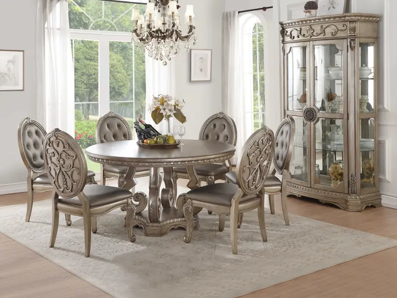 2Pc Antique Champagne Side Chair By Homeroots