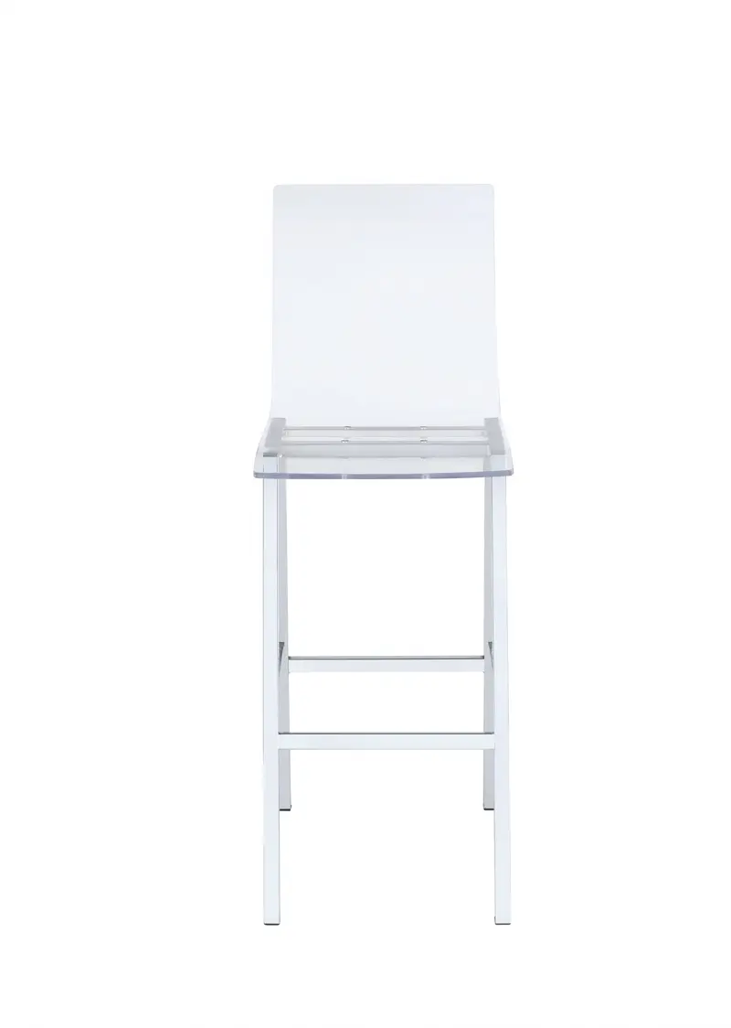 2Pc Clear Acrylic And Chrome Bar Chair By Homeroots