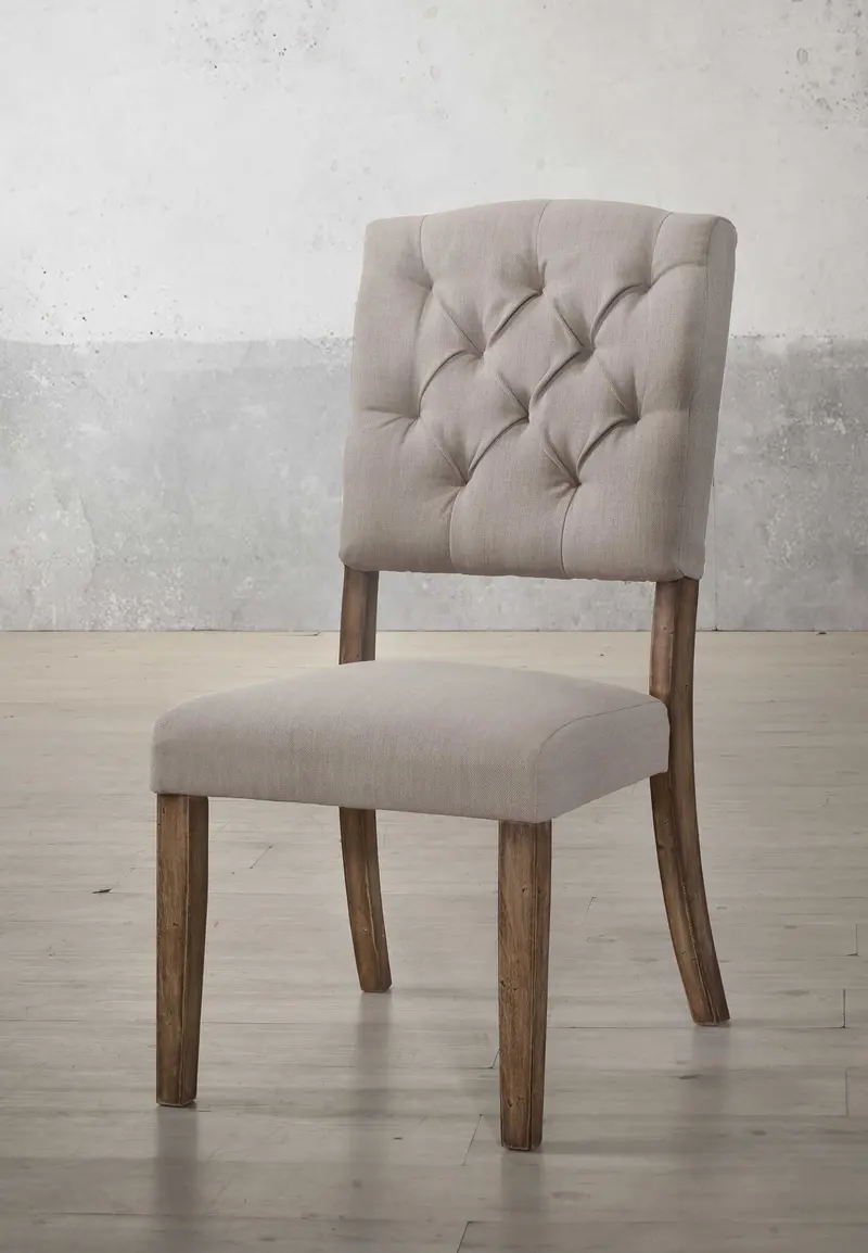 2Pc Cream Linen And Weathered Oak Side Chair By Homeroots