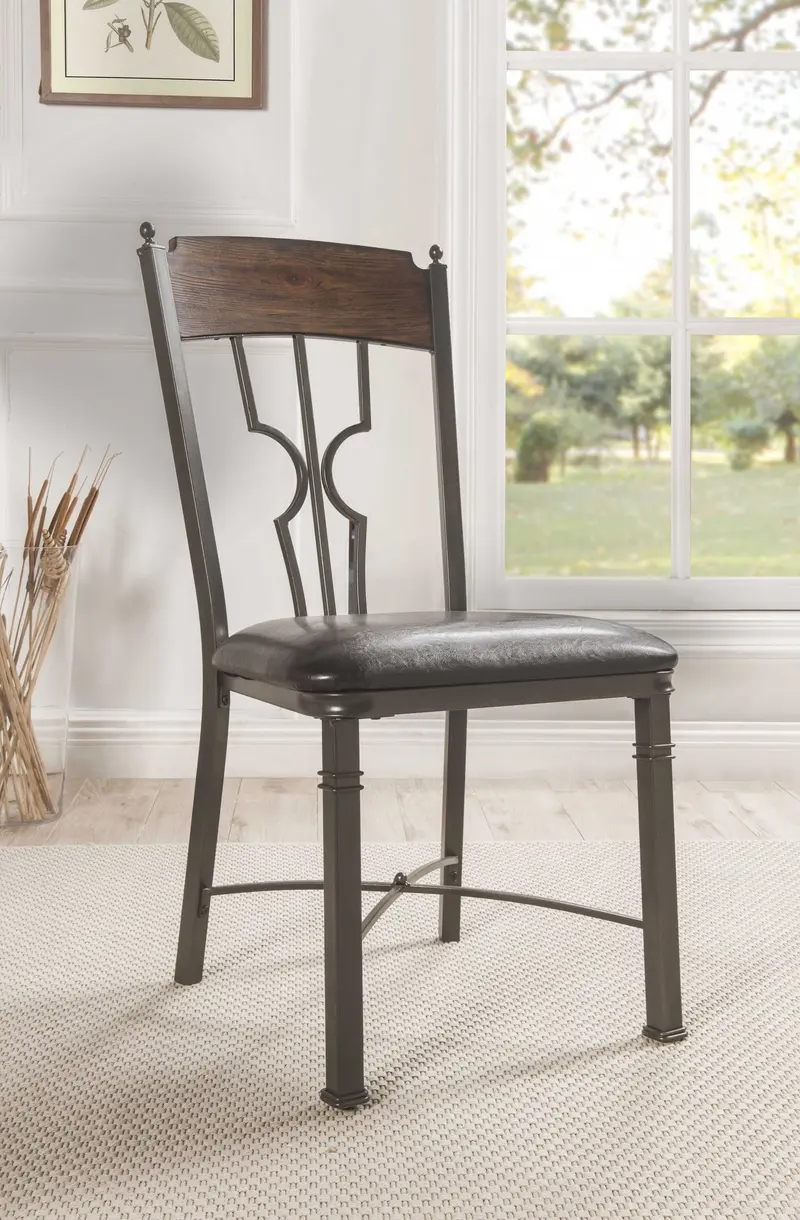 2Pc Espresso And Dark Bronze Side Chair By Homeroots