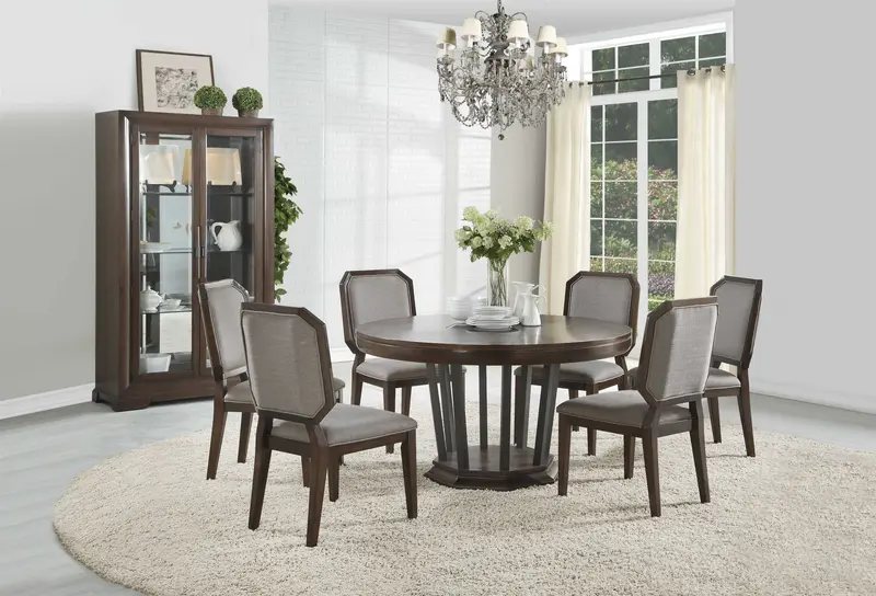 2Pc Gray Fabric And Tobacco Side Chair By Homeroots