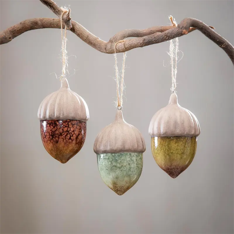 3.75" Ceramic Hanging Décor Set, Acorn
