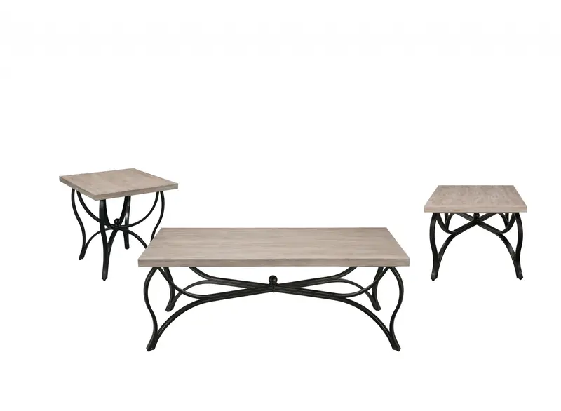 3 Peice Gray Oak And Black Coffee And End Set By Homeroots