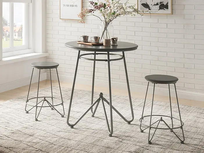 3 Piece Counter Height Set In Gray Oak Sandy Gray By Homeroots
