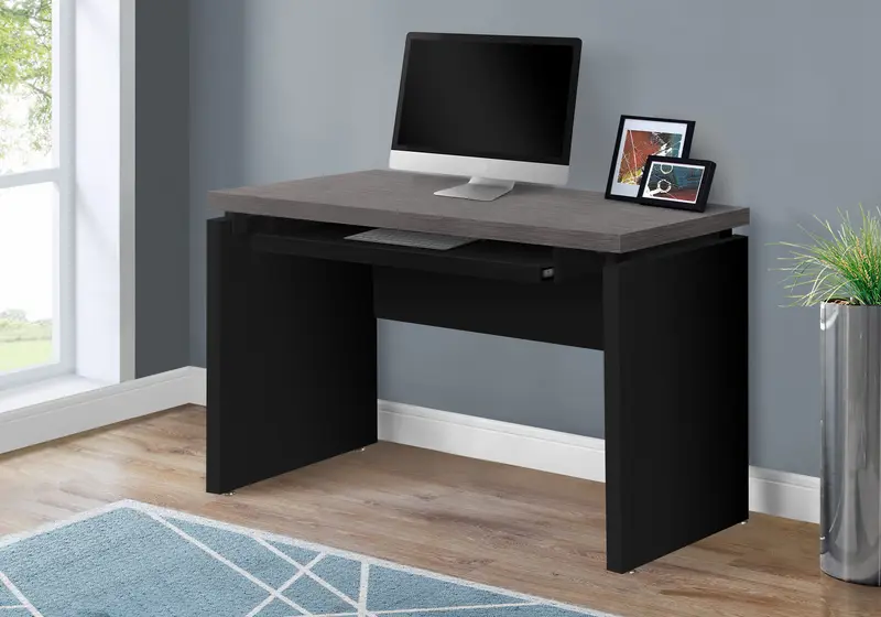 30.75" Black Particle Board MDF and Laminate Computer Desk with a Grey Top By Homeroots