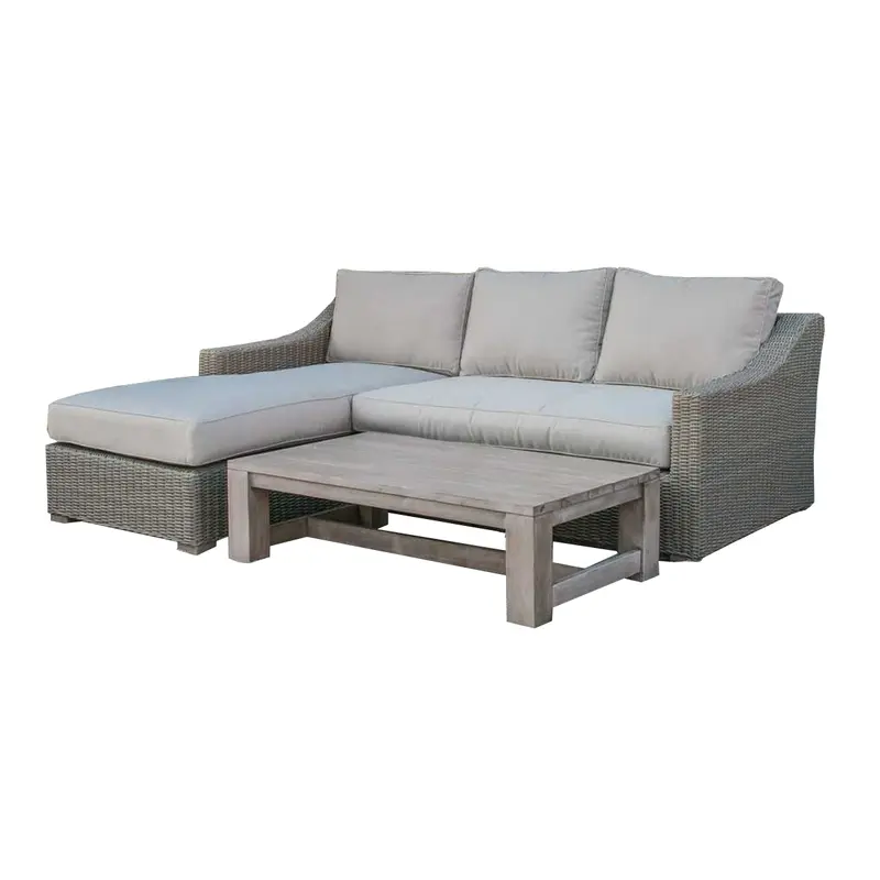 30" Aluminum Wood and Rattan Sectional Sofa Set By Homeroots