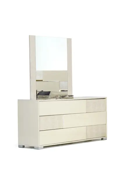 30 Beige MDF and Metal Dresser with 3 Drawers By Homeroots