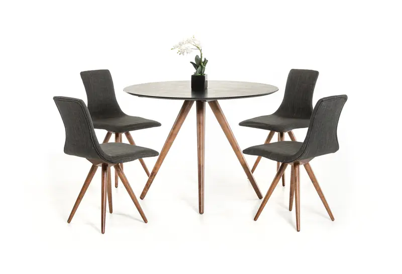 30' Black And Walnut Wood And Veneer Dining Table By Homeroots