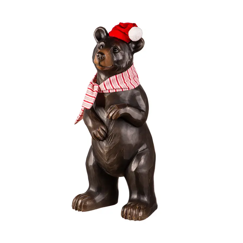 30" Black Bear Statue With Removable Outerwear,84g5352