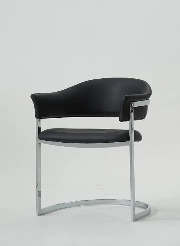 30' Black Leatherette And Stainless Steel Dining Chair By Homeroots