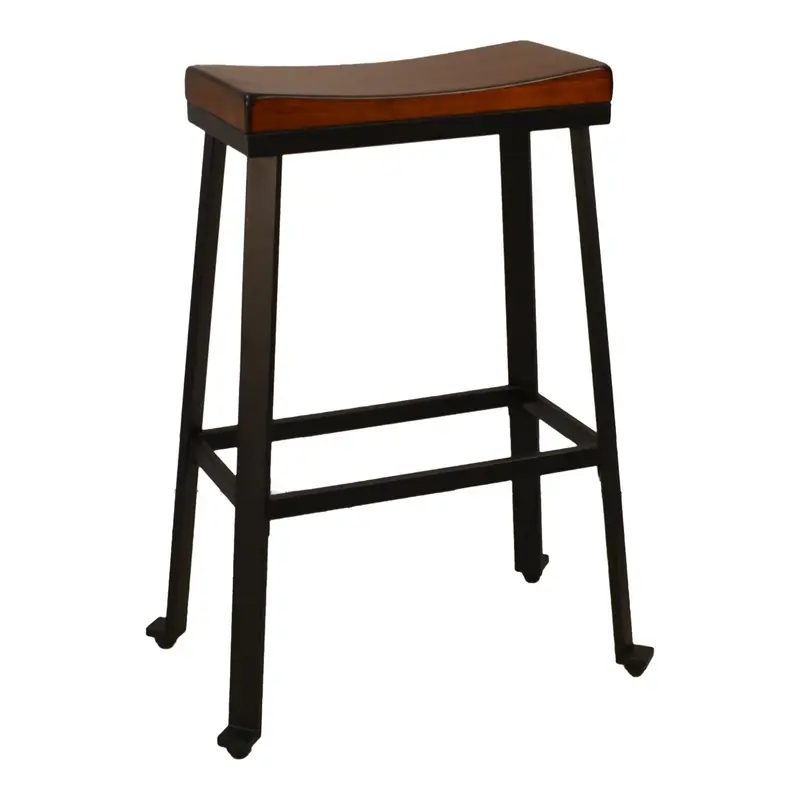 30" Chestnut And Black Steel Backless Bar Height Chair With Footrest By Homeroots
