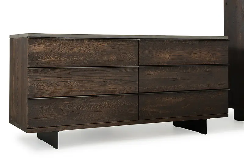 30' Dark Aged Oak Wood And Metal Dresser By Homeroots