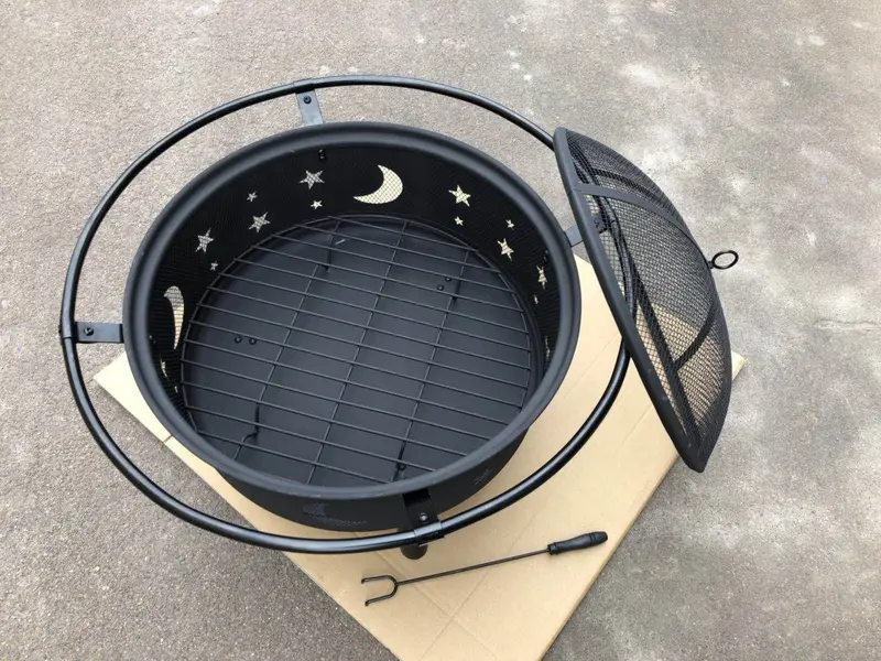 30" Fire Pit with Charcoal Grill and Spark Screen By Homeroots
