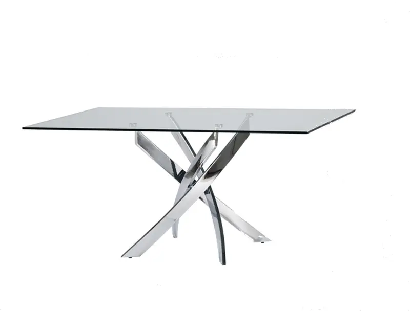 30' Glass And Steel Rectangular Dining Table By Homeroots