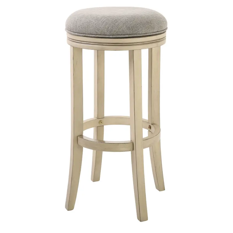 30" Ivory Finished Solid Wood Frame In Paradigm Quartz Fabric Bar Stool By Homeroots