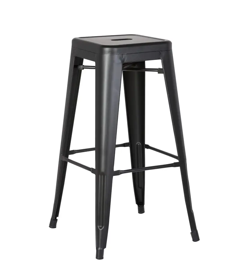 30" Matte Black Backless Metal Barstool With a Set of 2 By Homeroots