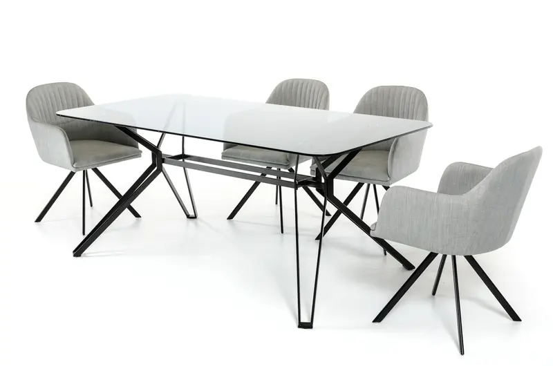30" Metal And Smoked Glass Dining Table By Homeroots
