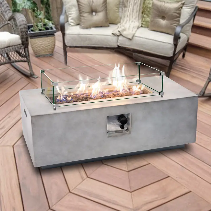 30" Rectangular Glass Fire Pit Flame Protector By Homeroots