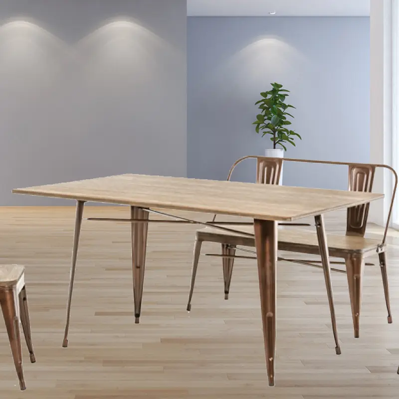 30' Steel And Wood Dining Table By Homeroots