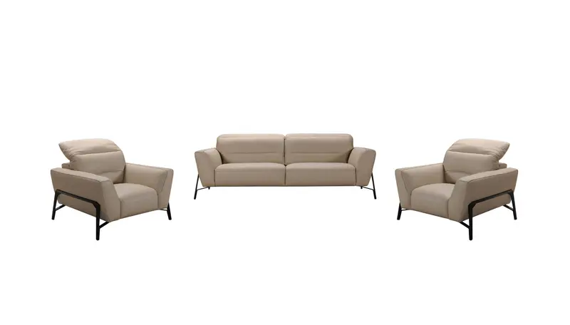 30' Taupe Leather Iron and Wood Sofa and Chair Set By Homeroots