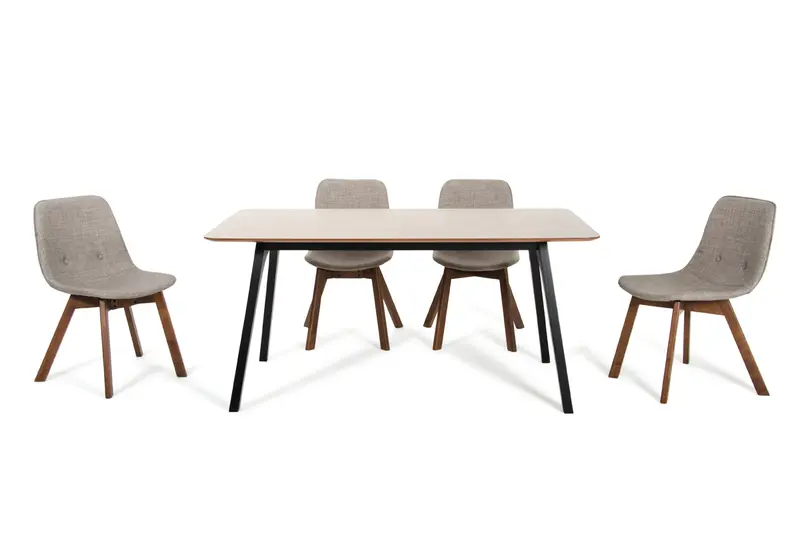 30' Walnut And Black Wood And Veneer Dining Table By Homeroots
