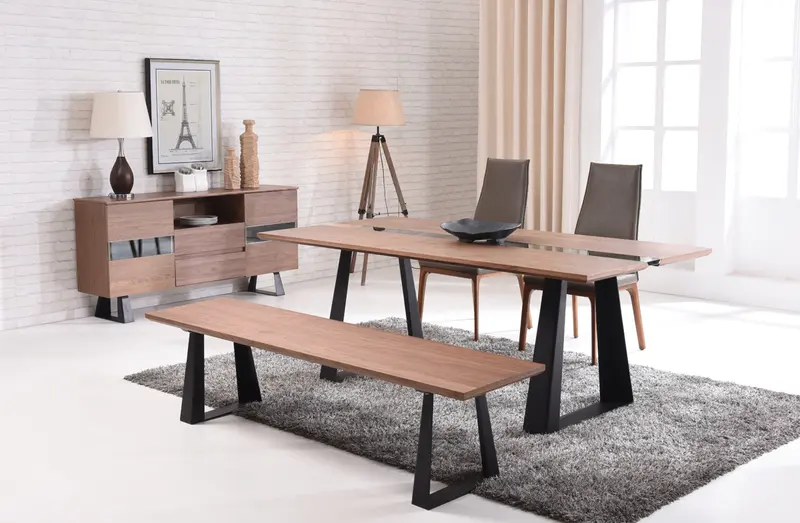 30' Walnut Veneer Glass And Metal By Homeroots