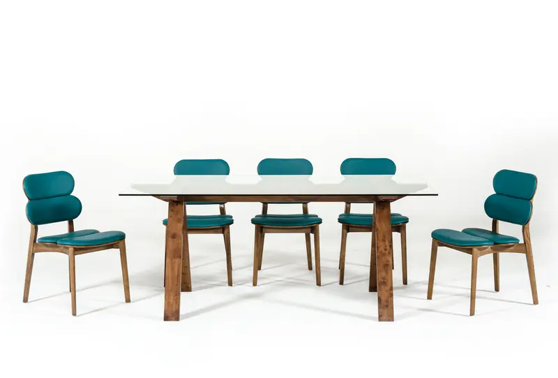 30' Walnut Wood And Glass Dining Table By Homeroots - 283837